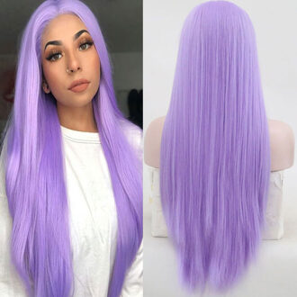 Bomshell Licht Paars Synthetische 13*3 Lace Front Pruiken Lijmloze Lange Rechte Hittebestendige Vezel Middenscheiding Voor Vrouwen pruiken 20 inches