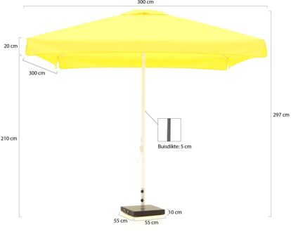 Bonaire parasol 300x300cm - Laagste prijsgarantie! Geel