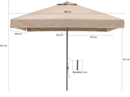 Bonaire parasol 300x300cm - Laagste prijsgarantie! Taupe