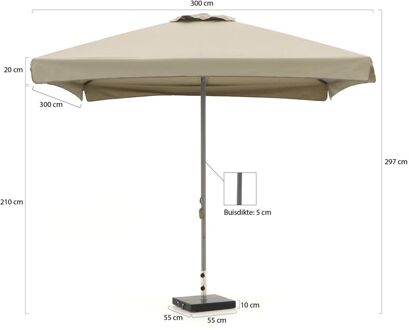 Bonaire parasol 300x300cm - Laagste prijsgarantie! Taupe