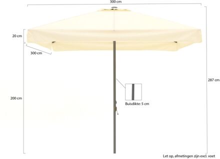Bonaire parasol 300x300cm - Laagste prijsgarantie! Wit