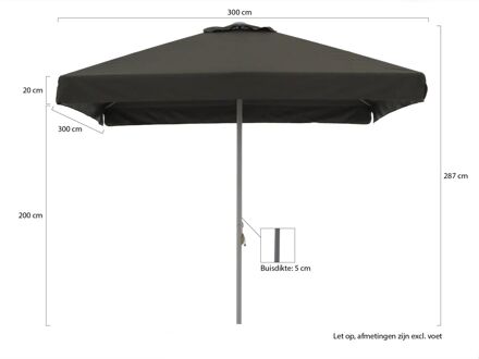 Bonaire parasol 300x300cm - Laagste prijsgarantie! Zwart