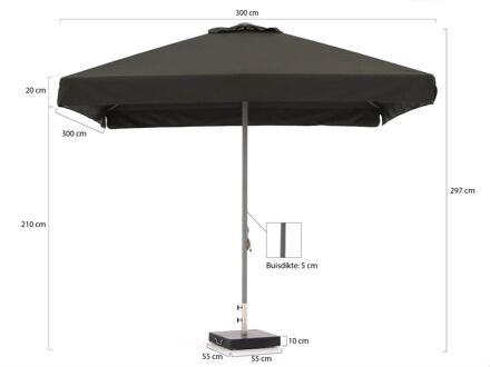 Bonaire parasol 300x300cm - Laagste prijsgarantie! Zwart