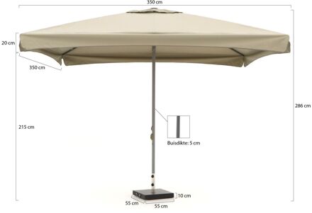 Bonaire parasol 350x350cm - Laagste prijsgarantie! Taupe