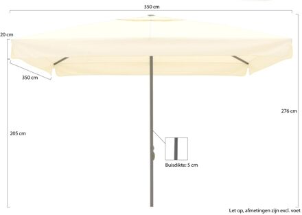 Bonaire parasol 350x350cm - Laagste prijsgarantie! Wit