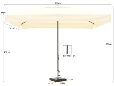 Bonaire parasol 350x350cm - Laagste prijsgarantie! Wit