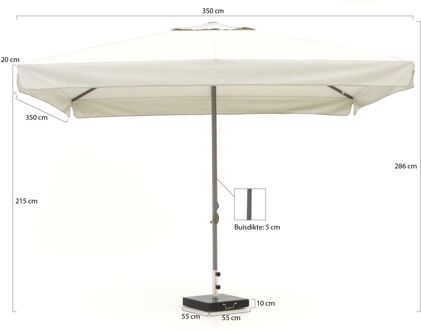 Bonaire parasol 350x350cm - Laagste prijsgarantie! Wit