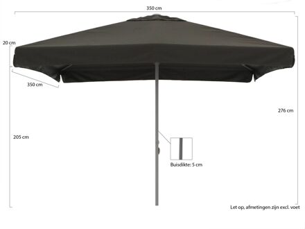 Bonaire parasol 350x350cm - Laagste prijsgarantie! Zwart