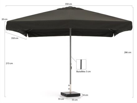 Bonaire parasol 350x350cm - Laagste prijsgarantie! Zwart