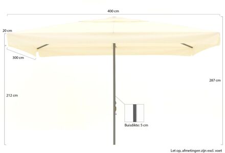 Bonaire parasol 400x300cm - Laagste prijsgarantie! Wit