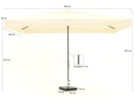 Bonaire parasol 400x300cm - Laagste prijsgarantie! Wit