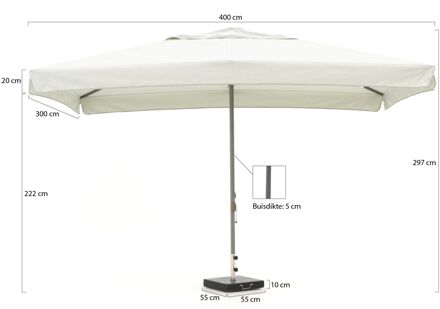 Bonaire parasol 400x300cm - Laagste prijsgarantie! Wit