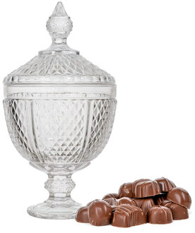 Bonbonniere met deksel - Gedecoreerd glas - 15 x 28 cm - snoeppot