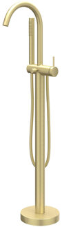 Bond Badmengkraan Vrijstaand - draaibare uitloop - 150cm - Doucheslang - Staafhanddouche - Geborsteld mat goud PVD 6303064 Goud geborsteld