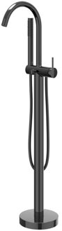 Bond Badmengkraan Vrijstaand - draaibare uitloop - 150cm - Doucheslang - Staafhanddouche - Zwart chroom PVD 6303067 Zwart chroom glans PVD (gunmetal)