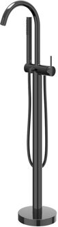 Bond Badmengkraan Vrijstaand - draaibare uitloop - 150cm - Doucheslang - Staafhanddouche - Zwart chroom PVD 6303067 Zwart Chroom glans