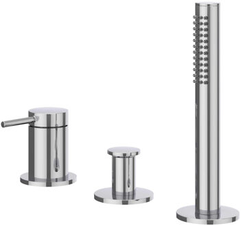 Bond Badrandcombinatie - 3-weg - mengkraan - uittrekbare handdouche - zonder uitloop - Chroom 6301131