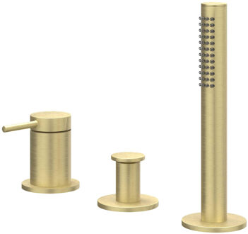 Bond Badrandcombinatie - 3-weg - mengkraan - uittrekbare handdouche - zonder uitloop - Geborsteld mat goud PVD 6301134 Goud geborsteld PVD