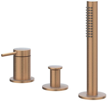 Bond Badrandcombinatie - 3-weg - mengkraan - uittrekbare handdouche - zonder uitloop - Geborsteld mat koper PVD 6301135 Koper geborsteld