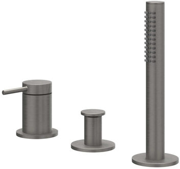 Bond Badrandcombinatie - 3-weg - mengkraan - uittrekbare handdouche - zonder uitloop - Geborsteld metal black PVD 6301136 Metal black geborsteld (antraciet)