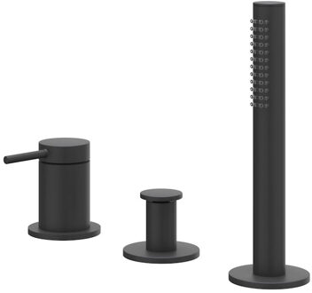 Bond Badrandcombinatie - 3-weg - mengkraan - uittrekbare handdouche - zonder uitloop - Mat zwart PED 6301132 Zwart mat