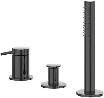 Bond Badrandcombinatie - 3-weg - mengkraan - uittrekbare handdouche - zonder uitloop - Zwart chroom PVD 6301137 Zwart chroom glans PVD (gunmetal)