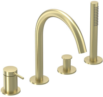 Bond Badrandcombinatie - 4-wegs - mengkraan - draaibare uitloop - uittrekbare handdouche - Geborsteld mat goud PVD 6301154 Goud geborsteld