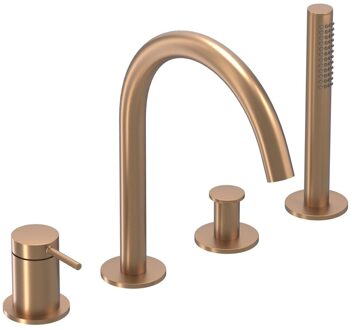 Bond Badrandcombinatie - 4-wegs - mengkraan - draaibare uitloop - uittrekbare handdouche - Geborsteld mat koper PVD 6301155 Koper geborsteld