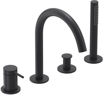 Bond Badrandcombinatie - 4-wegs - mengkraan - draaibare uitloop - uittrekbare handdouche - Mat zwart PED 6301152 Zwart mat