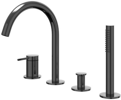 Bond Badrandcombinatie - 4-wegs - mengkraan - draaibare uitloop - uittrekbare handdouche - Zwart chroom PVD 6301157 Zwart Chroom glans