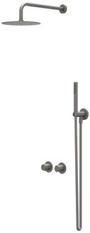 Bond Regendoucheset - inbouw - symmetry - 2-weg stop-omstel - 40cm wandarm - 25cm medium hoofddouche - houder met uitlaat - 150cm doucheslang - 3-standen handdouche - Geborsteld metal black PVD CSB3GMBEAA Metal black geborsteld (antraciet)