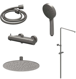 Bond Regendoucheset - opbouw - 30cm slim hoofddouche - 3-standen handdouche - Geborsteld metal black PVD CSB1GMBC Metal black geborsteld (antraciet)