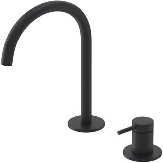 Bond Wastafelmengkraan - 2-gats - bladmontage - uitloop - coldstart - Mat zwart PED 6100302 Zwart mat