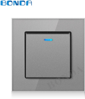 BONDA Eu standard wall switch, power switch, white crystal, tempered glass panel, light key switch, Ac220v, 1Gang 2 Way