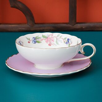 Bone China Bloem Thee Kop En Schotel In Gouden Rand Creatieve Koffiekopje Plaat Unieke Party Servies Nordic home Decor