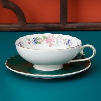 Bone China Bloem Thee Kop En Schotel In Gouden Rand Creatieve Koffiekopje Plaat Unieke Party Servies Nordic home Decor