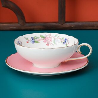 Bone China Bloem Thee Kop En Schotel In Gouden Rand Creatieve Koffiekopje Plaat Unieke Party Servies Nordic home Decor