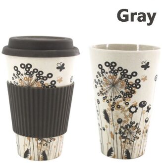 Bone China Keramische Reizen Kopje Koffie Reizen Siliconen Mokken Thee Mok Deksel licht grijs