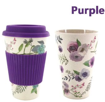 Bone China Keramische Reizen Kopje Koffie Reizen Siliconen Mokken Thee Mok Deksel paars