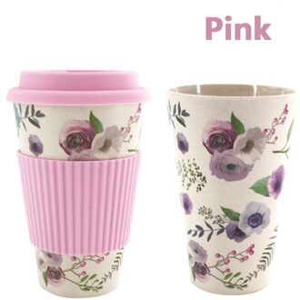 Bone China Keramische Reizen Kopje Koffie Reizen Siliconen Mokken Thee Mok Deksel Roze