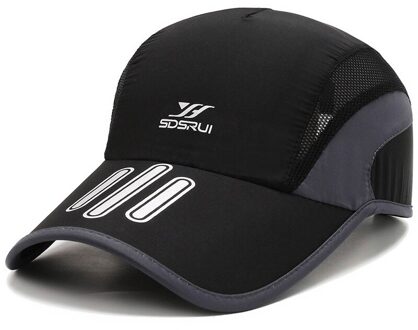 Bone Snapback Man Klimmen Mesh Running Snel Droog Ademend Sport Hoed Lichtgewicht Baseball Tennis Cap Hoed Voor Mannen zwart