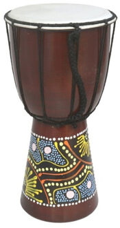 Bongo drums/trommel handgemaakt - hoogte 30 cm - met Afrikaanse print Bruin