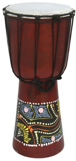 Bongo drums/trommel handgemaakt - hoogte 40 cm - met Afrikaanse print Bruin