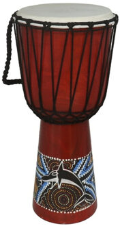 Bongo drums/trommel handgemaakt - hoogte 50 cm - met Afrikaanse print Bruin