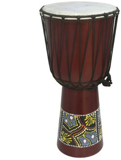 Bongo drums/trommel - handgemaakt - hoogte 50 cm - met Afrikaanse print Bruin