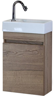 Bonsai Badmeubelset - Tabacco - Keramische Wastafel Fontein Links en Rechts