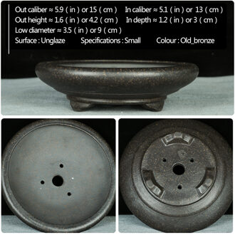 Bonsai pot Unglaze wastafel China YiXing Mini Bonsai potten tuin bloempot Paars zand Ventilatie keramische Vetplanten bloempotten Old-bronzen Clay-S