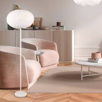 Bont vloerlamp, hoogte 154 cm, zandkleurig, synthetisch pluche