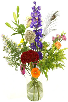 Bonte bloemen incl. melkbus vaas