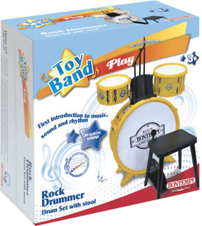 Bontempi Drumset Met Kruk - 4-delig - Wit